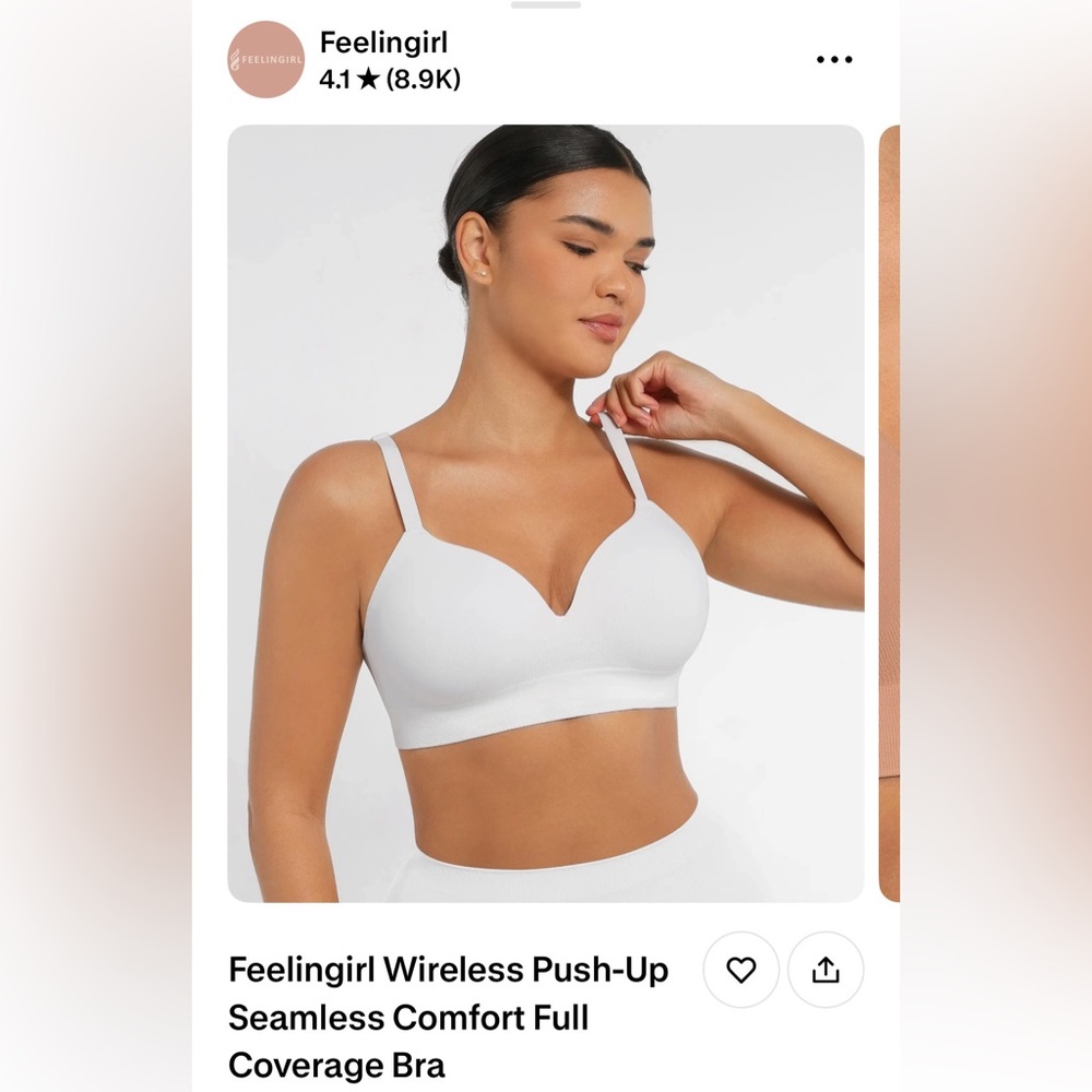 Feelingirl Seamless wireless White Push-Up Bra